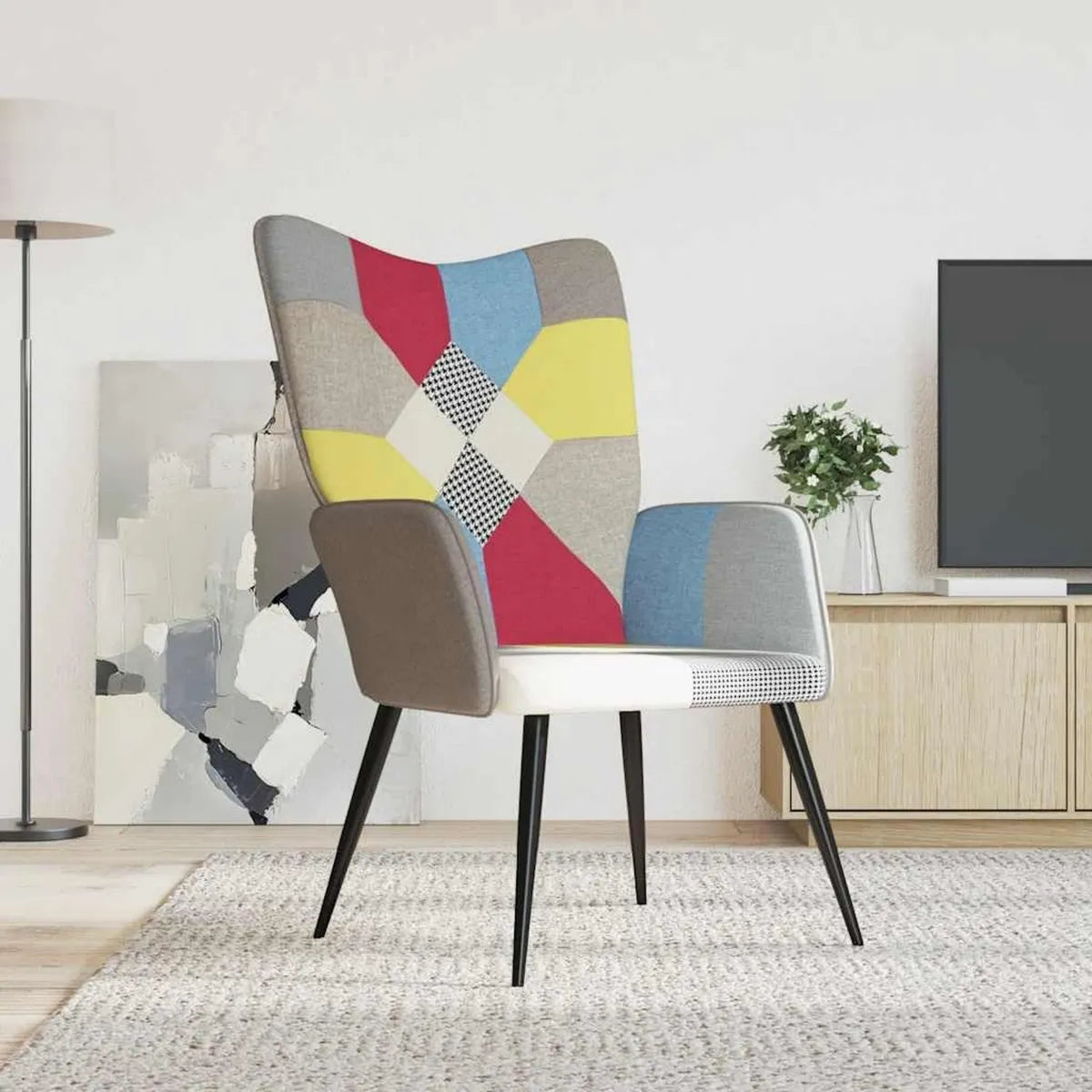 Poltrona Relax Patchwork Multicolore in Tessuto Moderno