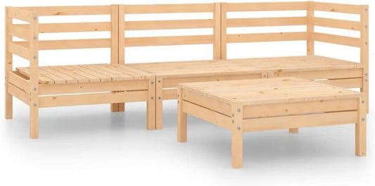 Set salotto da esterno 4 pezzi in legno di pino per terrazza e piscina