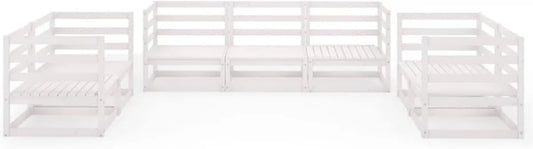Set Divano da Giardino 7 Pezzi in Legno di Pino Bianco per Terrazza e Patio