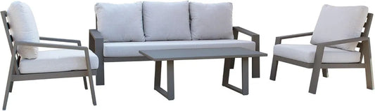 Set Salotto da Giardino in Alluminio, 5 Posti, Design Moderno per Esterni