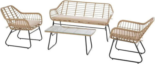 Set Mobili da Giardino Moderno in Alluminio e Rattan per 4 Persone