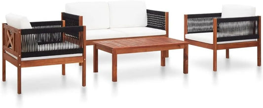 Set Divani da Giardino in Legno di Acacia a 4 Pezzi per Esterni