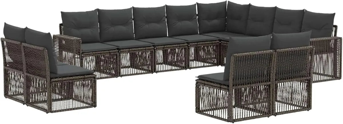 Set di Divani da Giardino Modulari in 12 Pezzi, Grigio e Antracite, Resistente e Comodo