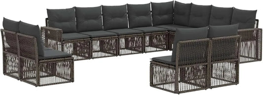 Set di Divani da Giardino Modulari in 12 Pezzi, Grigio e Antracite, Resistente e Comodo