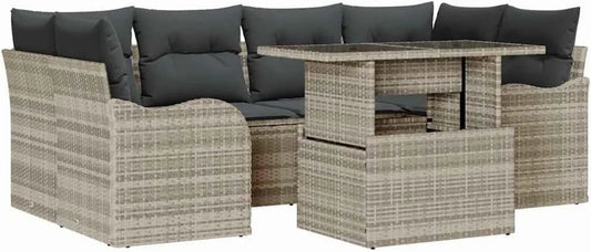 Set Divano Giardino Modulare 7 Pezzi con Cuscini, Grigio Chiaro, Mobili Moderni per Terrazza