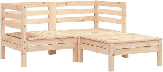 Divanetto da Giardino 2 Posti con Poggiapiedi in Legno di Pino