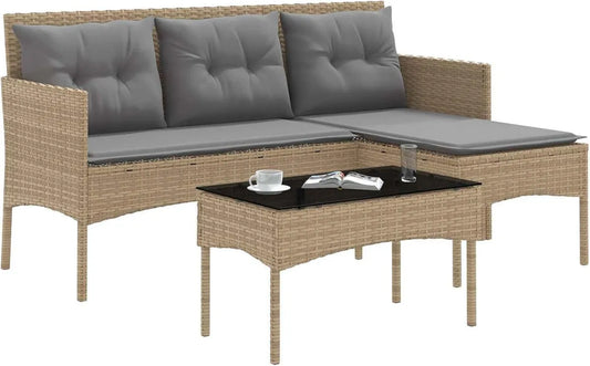 Set Salotto da Giardino in Polyrattan con Cuscini, Divano Esterno Elegante e Resistente alle Intemperie