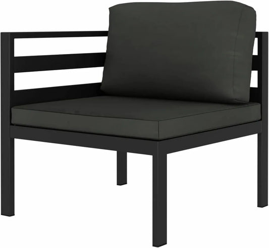 Divano Angolare da Giardino in Alluminio con Cuscini Antracite 70x70x64,5 cm