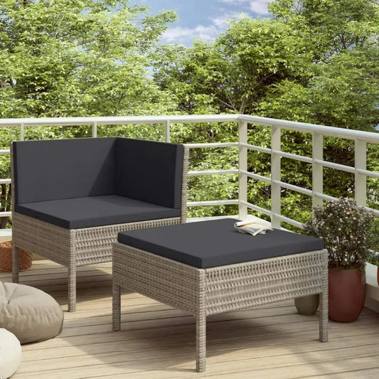 Set Divani da Giardino in Polyrattan Grigio con Cuscini, Divano Letto Moderno per Esterni