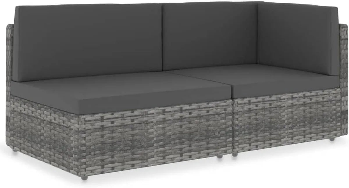 Set salotto modulare in rattan grigio con cuscini lavabili