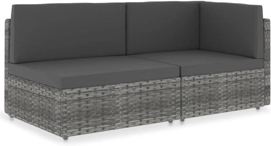 Set salotto modulare in rattan grigio con cuscini lavabili
