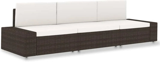Set Divano Modulare 3 Pezzi da Giardino in Polyrattan Marrone per Esterno
