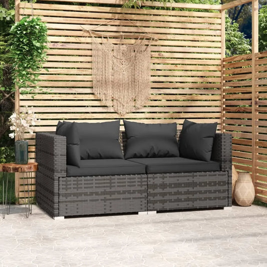 Divano Modulare da Giardino in Polyrattan Antracite 2 Posti