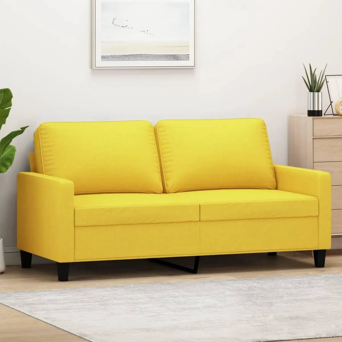 Divano Letto a 2 Posti in Tessuto Giallo per Giardino e Terrazzo