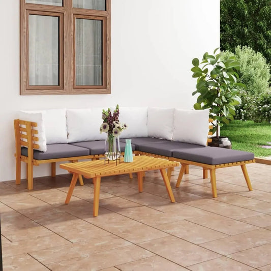 Set Divani Giardino Modulare 6 Pezzi con Cuscini in Legno di Acacia