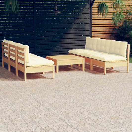 Set Divani da Giardino 7 Pezzi con Cuscini in Legno di Pino