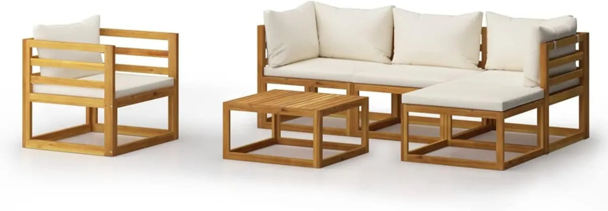 Set Divani da Giardino in Legno d'Acacia con Cuscini, Arredo Esterno Modulare