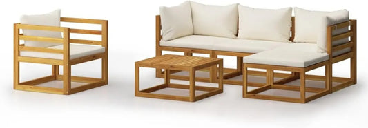 Set Divani da Giardino in Legno d'Acacia con Cuscini, Arredo Esterno Modulare