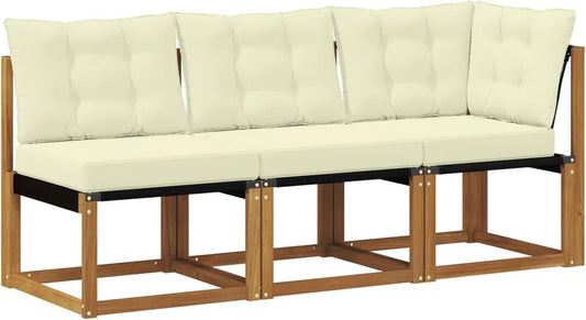Divano Angolare da Esterno in Legno di Acacia, Set 3 Pezzi per Balcone, Resistente e di Tendenza