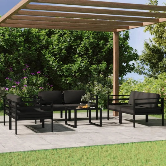 Set Divani Modulari da Giardino con Cuscini per Patio e Balcone, 6 Angolari e Tavolino
