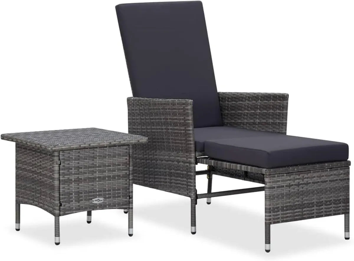 Set Salotto da Giardino in Polyrattan Grigio con Cuscini - 2 Pezzi