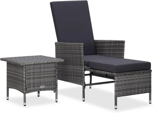 Set di 2 Divani da Giardino con Cuscini in Rattan Sintetico, Grigio