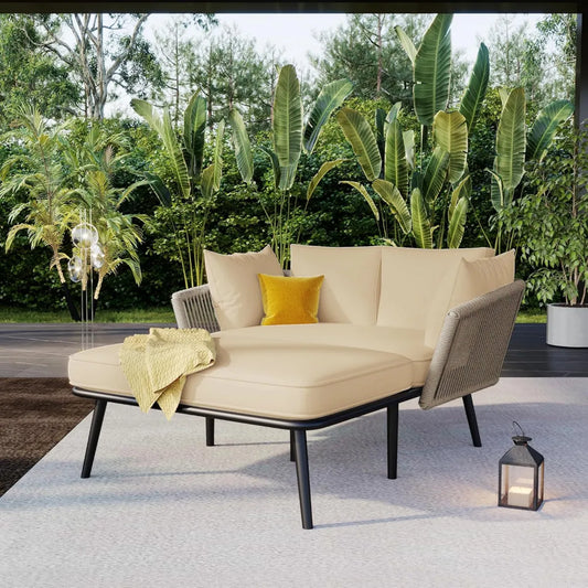 Set Salotto da Giardino in Kaki con Divano, Poltrone e Cuscini Lavabili