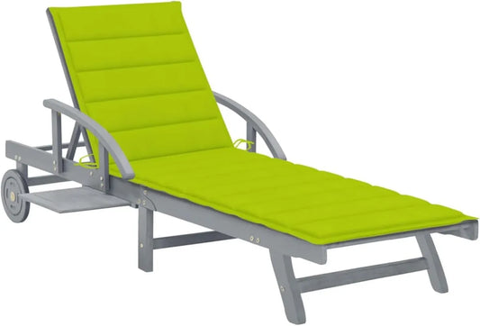 Lettino Prendisole in Acacia con Cuscino per Giardino e Piscina