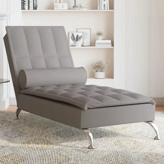 Chaise Longue Massaggiante Reclina in Tessuto Tortora per Giardino o Piscina