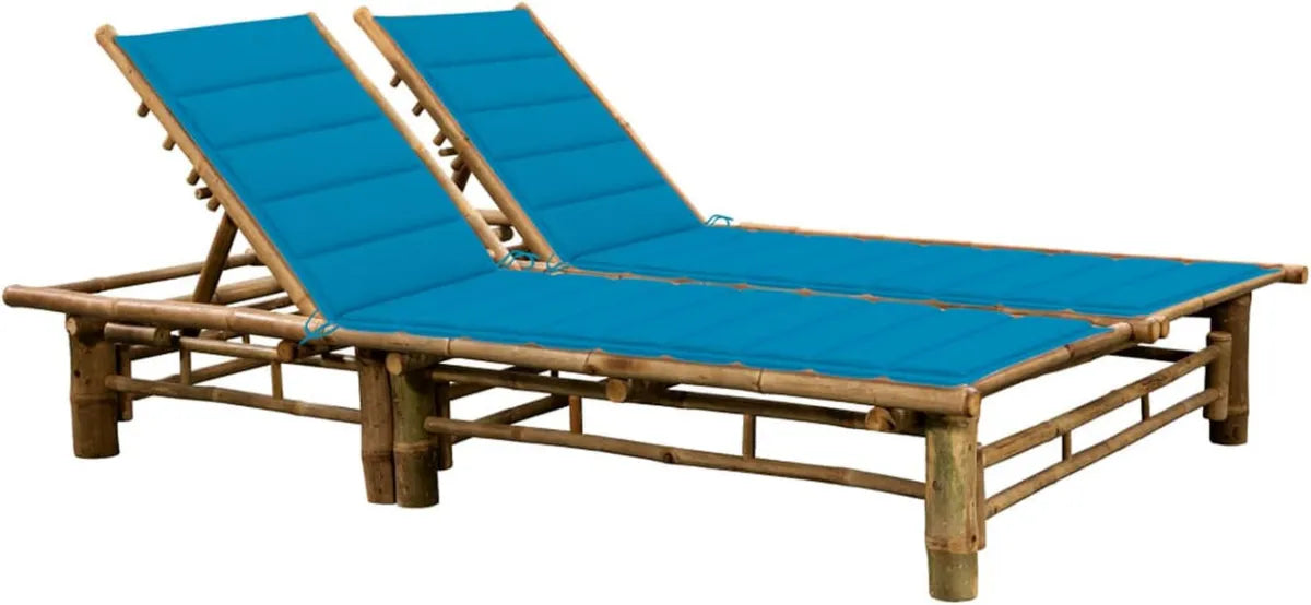 Sdraio per Esterni in Bambù con Cuscini, Relax a Due Posti, Ideale per Giardino e Spiaggia