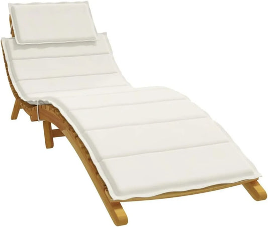 Lettino Prendisole da Giardino con Cuscino Crema 186x58x3cm