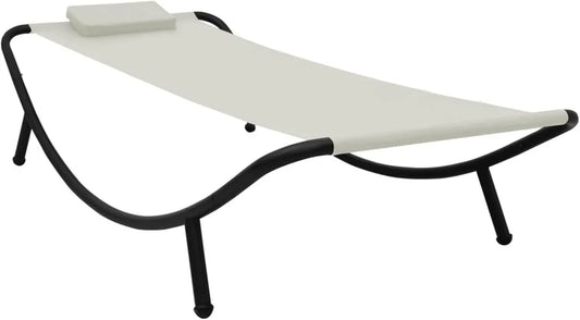 Lettino Prendisole da Giardino in Acciaio Crema 200x90 cm - Homgoday