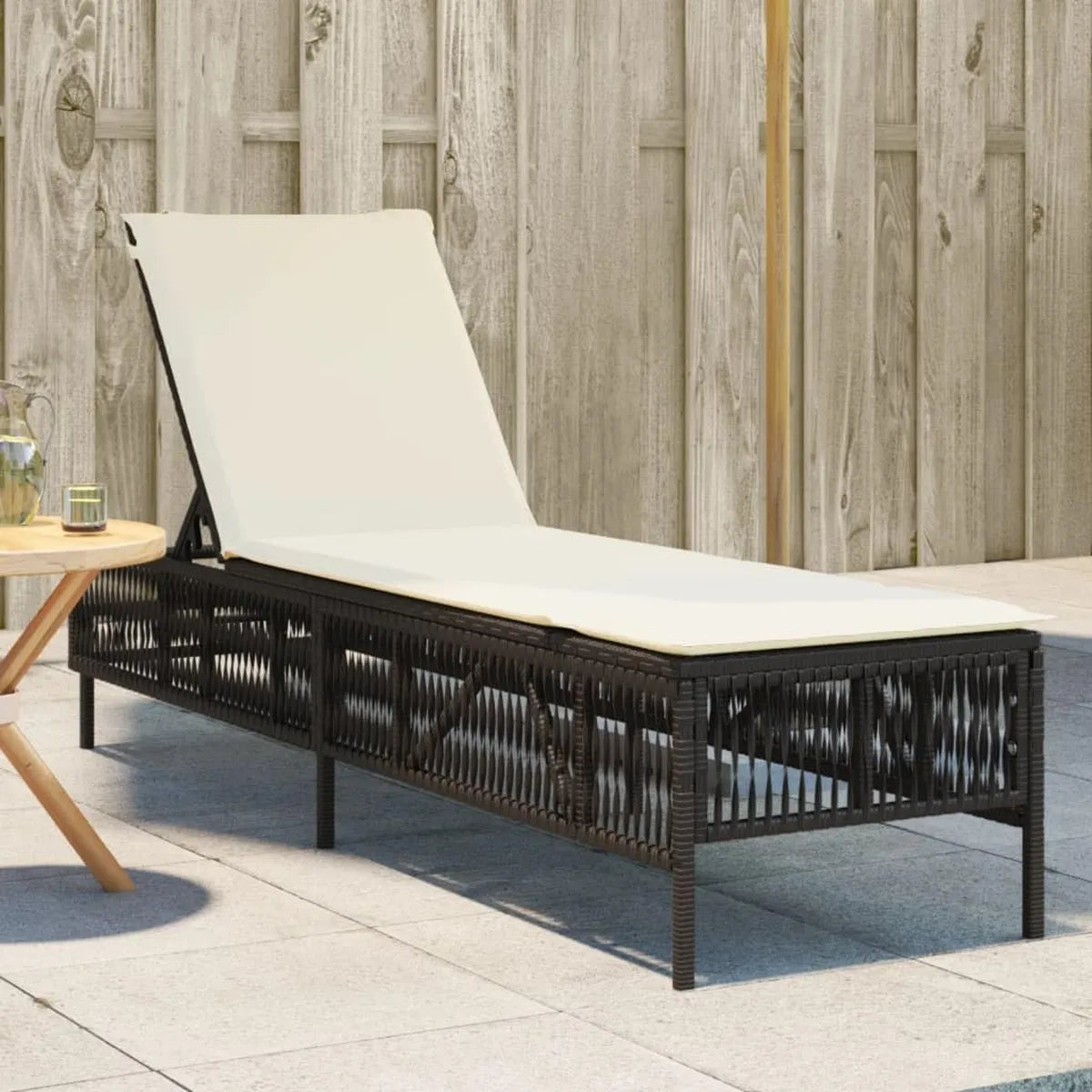 Lettino Prendisole in Polyrattan Marrone con Cuscino - Relax in Giardino