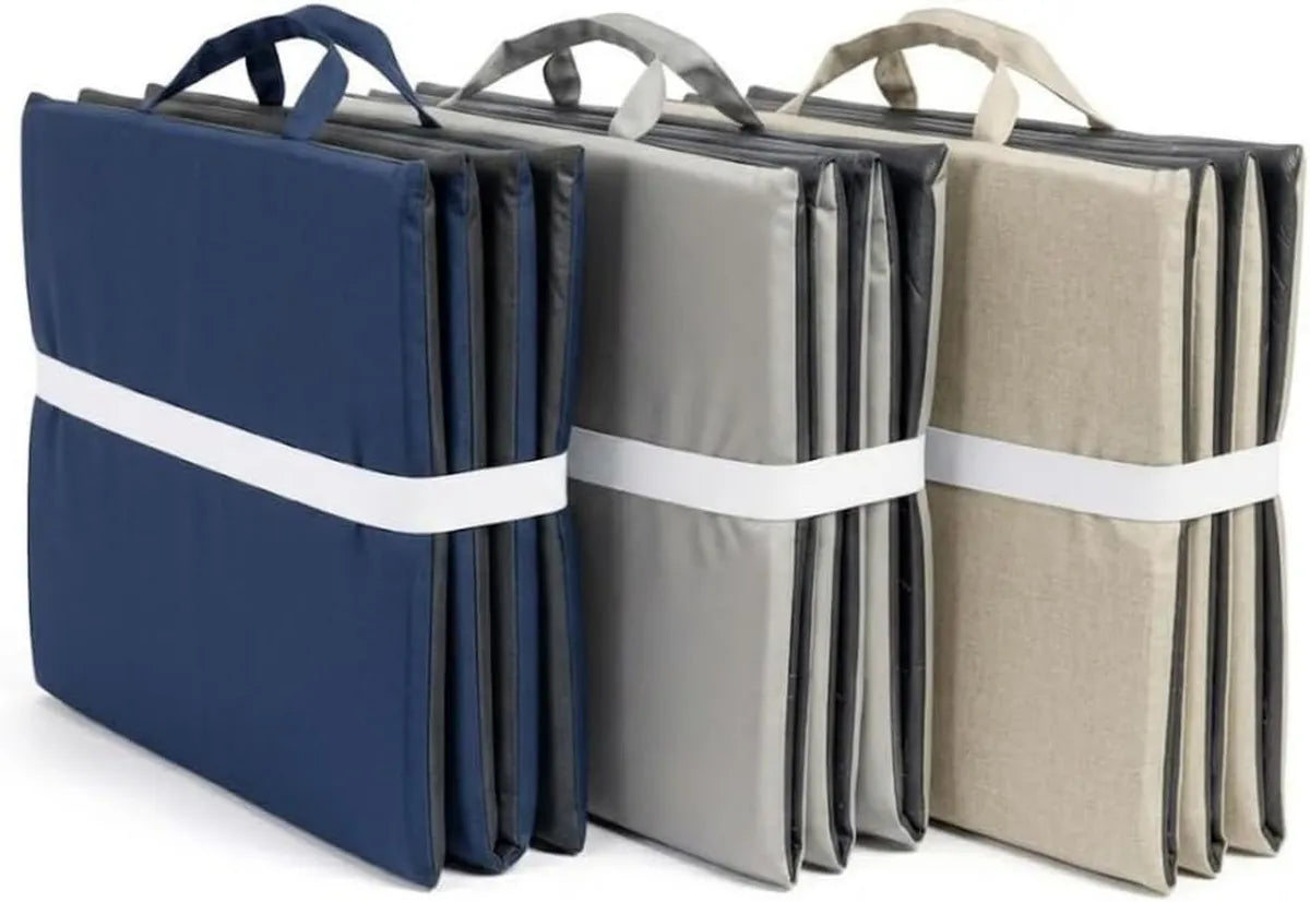 Set Materassini Pieghevoli con Cuscino Imbottito per Lettini da Spiaggia 58x190 cm - Colore Beige