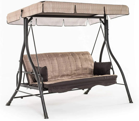 Sedia a Dondolo da Giardino Zanzibar, Beige, 3 Posti