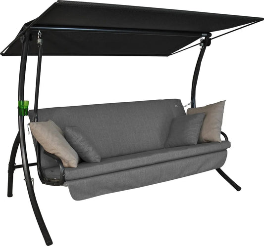 Altalena da Giardino Hollywood con Funzione Letto, Facile Montaggio, Made in Germany, Grigio Chiaro