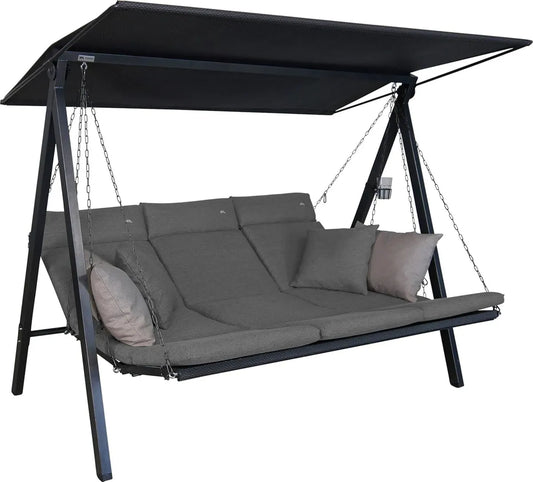 Altalena da Giardino Hollywood Smart con Funzione Letto - Facile Montaggio, Grigio Chiaro, Made in Germany