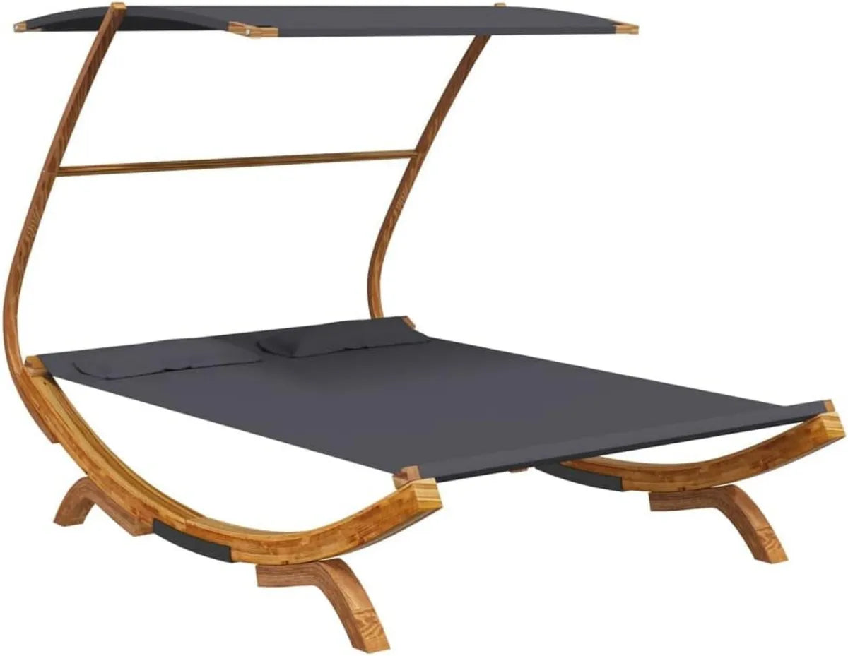 Sdraio in legno massiccio con tetto, antracite, 165 x 203 x 138 cm, resistente agli agenti atmosferici, protezione solare integrata, ideale per terrazze e balconi