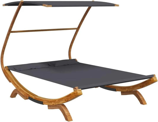 Sdraio in legno massiccio con tetto, antracite, 165 x 203 x 138 cm, resistente agli agenti atmosferici, protezione solare integrata, ideale per terrazze e balconi