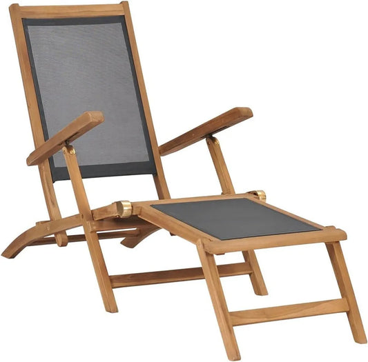 Sedia a sdraio da esterni in teak nero per giardino e piscina