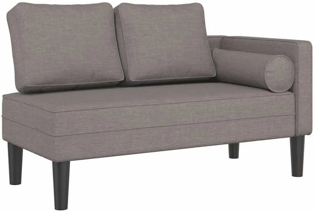 Divano Letto Chaise Longue Tortora con Cuscini Imbottiti