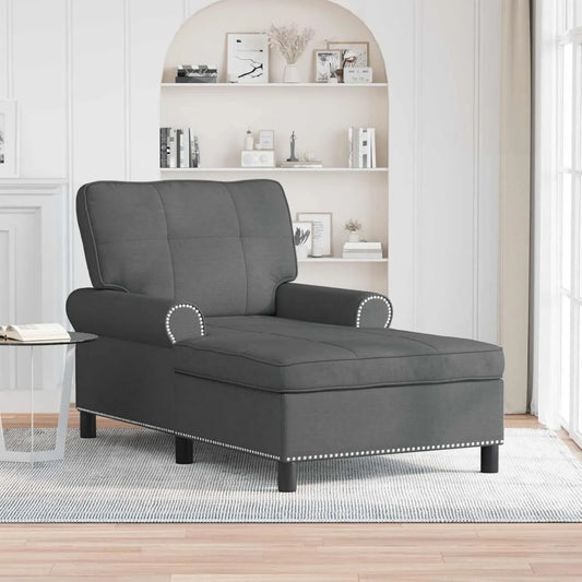 Chaise Longue Imbottita Moderne con Cuscino, Grigio Scuro, 91 x 157 x 91 cm, Divano per Soggiorno, Comfort e Stabilità