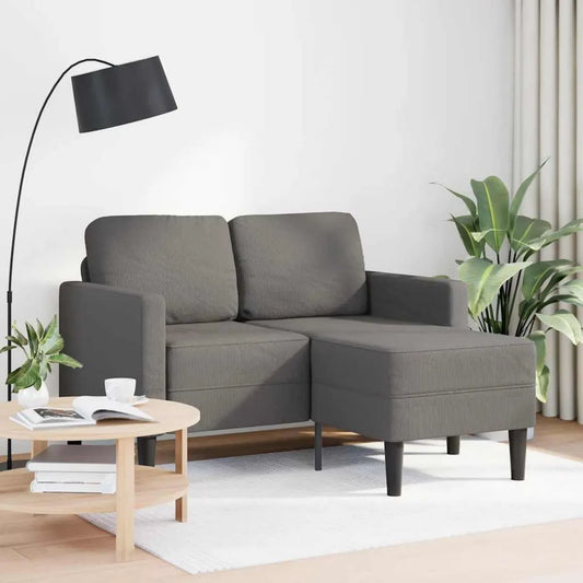 Divano Angolare 2 Posti con Chaise Longue in Lino Grigio Chiaro 125 cm, Design Moderno ed Economico