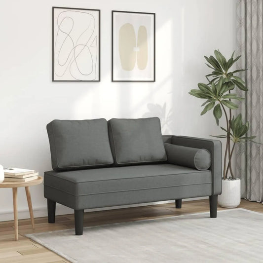 Chaise Longue in Tessuto Grigio Scuro con Cuscini per Giardino