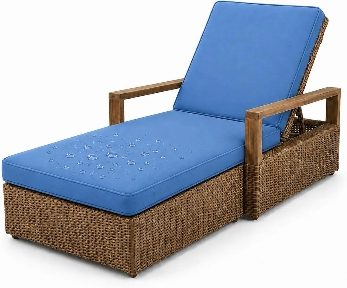 Cuscino impermeabile da esterno Sun Lo, celeste, 220x66x8 cm