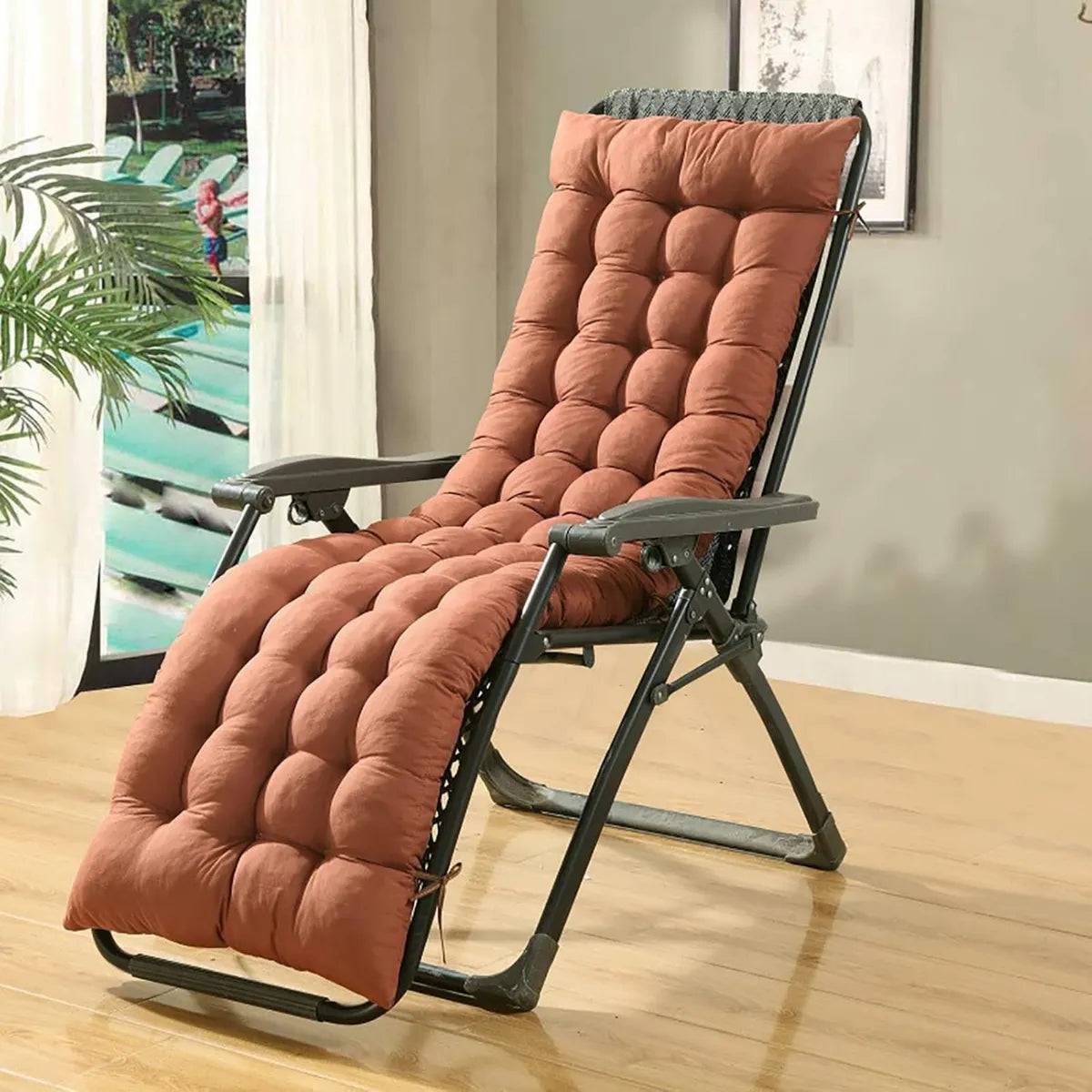 Cuscino ergonomico per chaise longue da giardino, 48x160 cm, comfort e stile per interni ed esterni