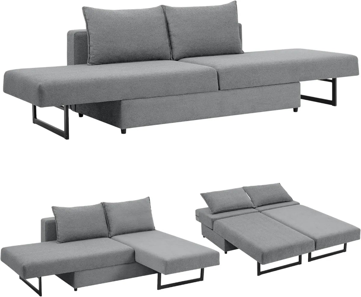 Divano letto angolare 3 posti con chaise longue, trasformabile in letto matrimoniale, design moderno 230 cm, colore grigio