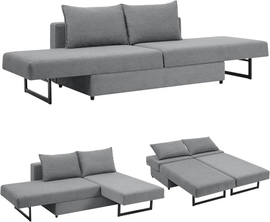 Divano letto angolare 3 posti con chaise longue, trasformabile in letto matrimoniale, design moderno 230 cm, colore grigio