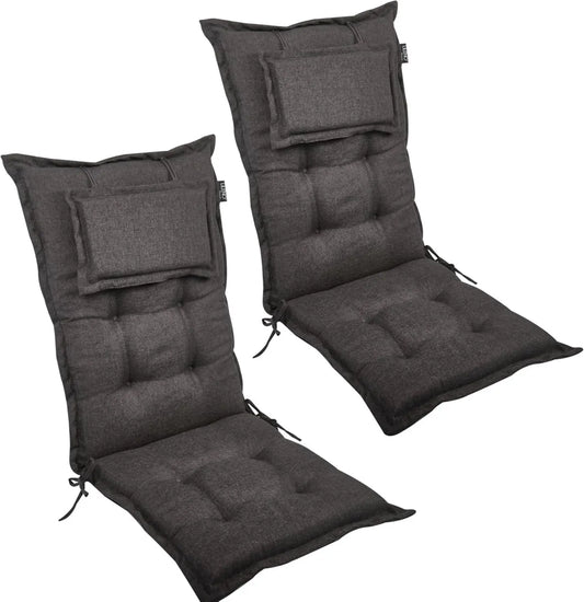 Cuscini LILENO HOME per Sedia da Giardino con Schienale Alto, Set di 2, Grigio Antracite