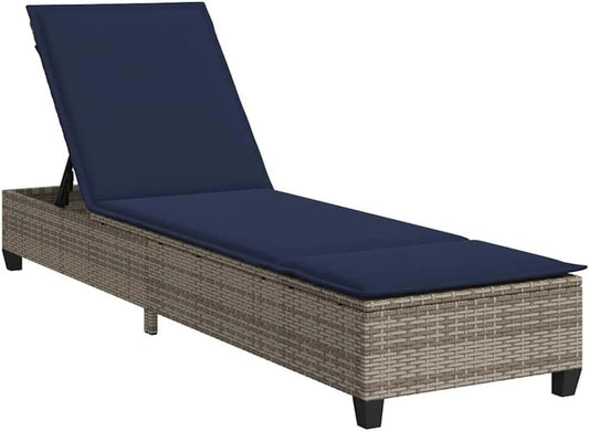 Lettino Prendisole da Esterno in Rattan con Cuscino Sfoderabile